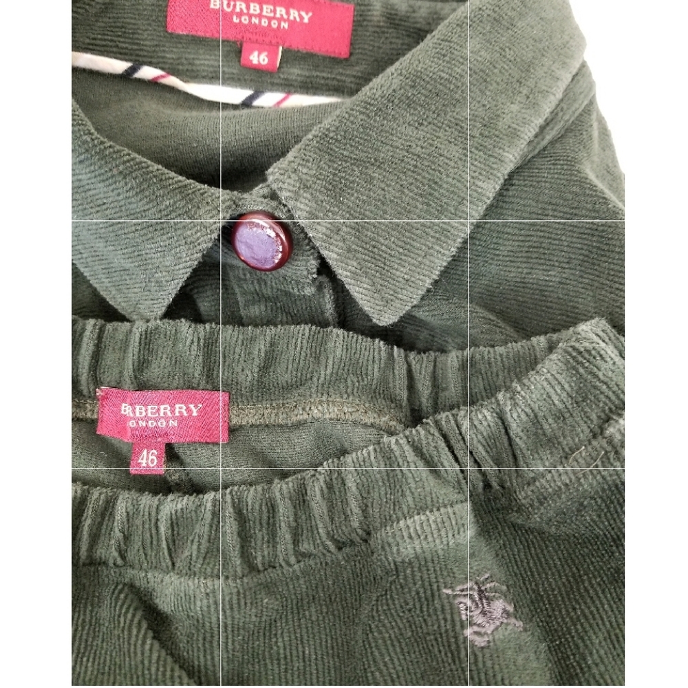 Burberry London Hunter Green Corduroy Stretch Cotton Pants Suit Size 10/Large - Picture 12 of 14